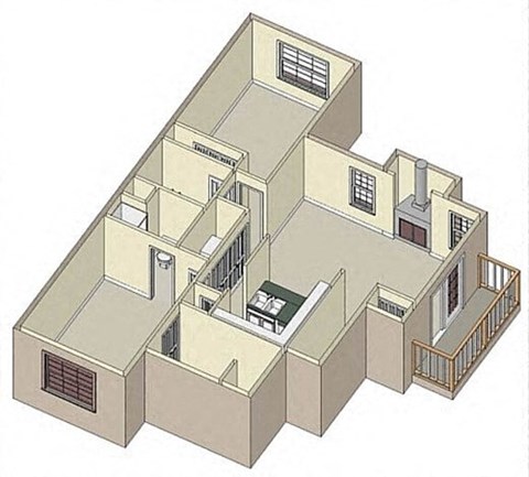 Floor plan for 2 beds, 2 baths, 1080 sqft